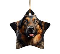 WZYCWB This Star Shape ceramic Christmas tree German Shepherd printed with a pattern is perfect for winter Christmas party and home decor.