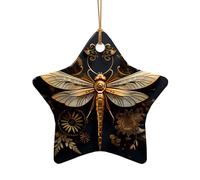 WZYCWB This Star Shape ceramic Christmas tree Gold Exquisite Dragonfly printed with a pattern is perfect for winter Christmas party and home decor.