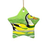 WZYCWB This Star Shape ceramic Christmas tree Green Duck printed with a pattern is perfect for winter Christmas party and home decor.