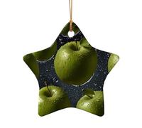 WZYCWB This Star Shape ceramic Christmas tree Green fruit with water printed with a pattern is perfect for winter Christmas party and home decor.