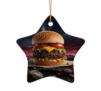WZYCWB This Star Shape ceramic Christmas tree Hamburger Dream Core printed with a pattern is perfect for winter Christmas party and home decor.