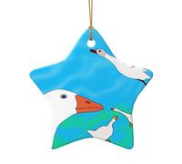 WZYCWB This Star Shape ceramic Christmas tree happy white goose printed with a pattern is perfect for winter Christmas party and home decor.