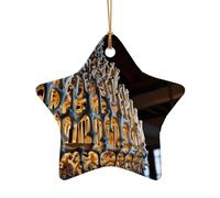 WZYCWB This Star Shape ceramic Christmas tree Human bone chandelier printed with a pattern is perfect for winter Christmas party and home decor.