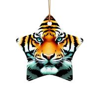 WZYCWB This Star Shape ceramic Christmas tree Little fat tiger head printed with a pattern is perfect for winter Christmas party and home decor.