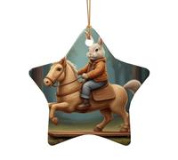 WZYCWB This Star Shape ceramic Christmas tree Little rabbit printed with a pattern is perfect for winter Christmas party and home decor.