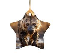WZYCWB This Star Shape ceramic Christmas tree Lone Hyena printed with a pattern is perfect for winter Christmas party and home decor.