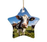 WZYCWB This Star Shape ceramic Christmas tree milk cow printed with a pattern is perfect for winter Christmas party and home decor.