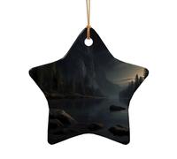 WZYCWB This Star Shape ceramic Christmas tree Morning printed with a pattern is perfect for winter Christmas party and home decor.