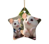 WZYCWB This Star Shape ceramic Christmas tree Mother and child rats printed with a pattern is perfect for winter Christmas party and home decor.