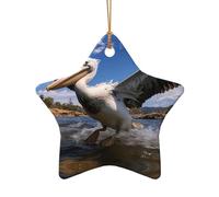 WZYCWB This Star Shape ceramic Christmas tree Naughty Pelican printed with a pattern is perfect for winter Christmas party and home decor.