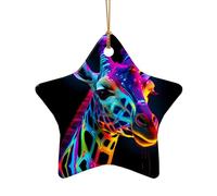 WZYCWB This Star Shape ceramic Christmas tree Neon Giraffe printed with a pattern is perfect for winter Christmas party and home decor.