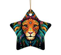 WZYCWB This Star Shape ceramic Christmas tree Nice lion printed with a pattern is perfect for winter Christmas party and home decor.