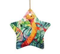 WZYCWB This Star Shape ceramic Christmas tree oil painting of a snake printed with a pattern is perfect for winter Christmas party and home decor.