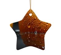 WZYCWB This Star Shape ceramic Christmas tree Orange printed with a pattern is perfect for winter Christmas party and home decor.