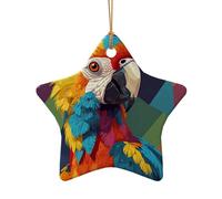 WZYCWB This Star Shape ceramic Christmas tree Parrot cartoon abstract printed with a pattern is perfect for winter Christmas party and home decor.