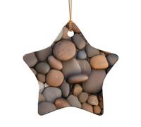 WZYCWB This Star Shape ceramic Christmas tree Pebbles in the beach printed with a pattern is perfect for winter Christmas party and home decor.
