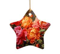 WZYCWB This Star Shape ceramic Christmas tree Peonies in full bloom printed with a pattern is perfect for winter Christmas party and home decor.