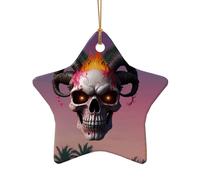 WZYCWB This Star Shape ceramic Christmas tree pink flame printed with a pattern is perfect for winter Christmas party and home decor.