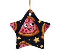 WZYCWB This Star Shape ceramic Christmas tree pizza printed with a pattern is perfect for winter Christmas party and home decor.
