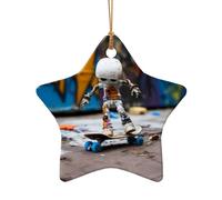 WZYCWB This Star Shape ceramic Christmas tree Puppet on skateboard printed with a pattern is perfect for winter Christmas party and home decor.