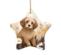 WZYCWB This Star Shape ceramic Christmas tree Puppy in the flowers printed with a pattern is perfect for winter Christmas party and home decor.
