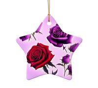 WZYCWB This Star Shape ceramic Christmas tree Red and purple roses printed with a pattern is perfect for winter Christmas party and home decor.