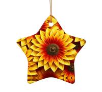 WZYCWB This Star Shape ceramic Christmas tree red and yellow sunflower printed with a pattern is perfect for winter Christmas party and home decor.