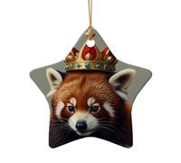 WZYCWB This Star Shape ceramic Christmas tree red panda wearing crowns printed with a pattern is perfect for winter Christmas party and home decor.