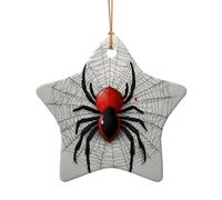 WZYCWB This Star Shape ceramic Christmas tree red spider printed with a pattern is perfect for winter Christmas party and home decor.