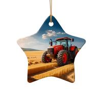 WZYCWB This Star Shape ceramic Christmas tree Red Tractor printed with a pattern is perfect for winter Christmas party and home decor.