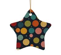 WZYCWB This Star Shape ceramic Christmas tree Retro polka dots printed with a pattern is perfect for winter Christmas party and home decor.