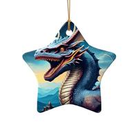 WZYCWB This Star Shape ceramic Christmas tree Roaring Dragon printed with a pattern is perfect for winter Christmas party and home decor.