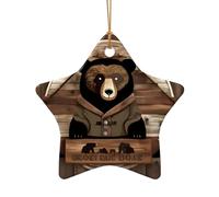 WZYCWB This Star Shape ceramic Christmas tree Rustic Lodge Bear printed with a pattern is perfect for winter Christmas party and home decor.