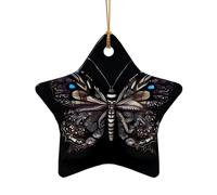 WZYCWB This Star Shape ceramic Christmas tree Science Butterfly printed with a pattern is perfect for winter Christmas party and home decor.