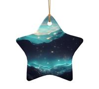 WZYCWB This Star Shape ceramic Christmas tree Science Fiction Stars printed with a pattern is perfect for winter Christmas party and home decor.