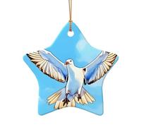 WZYCWB This Star Shape ceramic Christmas tree Seagulls in flight printed with a pattern is perfect for winter Christmas party and home decor.