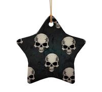WZYCWB This Star Shape ceramic Christmas tree Skull spider printed with a pattern is perfect for winter Christmas party and home decor.