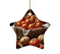 WZYCWB This Star Shape ceramic Christmas tree Small cherry tomatoes printed with a pattern is perfect for winter Christmas party and home decor.