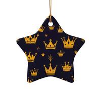 WZYCWB This Star Shape ceramic Christmas tree Small crown printed with a pattern is perfect for winter Christmas party and home decor.