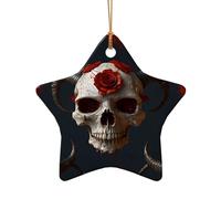 WZYCWB This Star Shape ceramic Christmas tree Spider Sheep Head printed with a pattern is perfect for winter Christmas party and home decor.