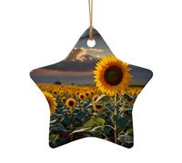 WZYCWB This Star Shape ceramic Christmas tree Sunflower field printed with a pattern is perfect for winter Christmas party and home decor.