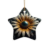 WZYCWB This Star Shape ceramic Christmas tree surreal daisy printed with a pattern is perfect for winter Christmas party and home decor.