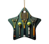 WZYCWB This Star Shape ceramic Christmas tree Tennis balls and rackets printed with a pattern is perfect for winter Christmas party and home decor.