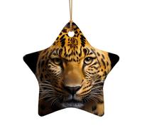 WZYCWB This Star Shape ceramic Christmas tree The deep-eyed leopard printed with a pattern is perfect for winter Christmas party and home decor.