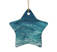 WZYCWB This Star Shape ceramic Christmas tree The Deep Ocean printed with a pattern is perfect for winter Christmas party and home decor.