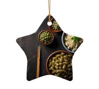 WZYCWB This Star Shape ceramic Christmas tree Three Meals a Day printed with a pattern is perfect for winter Christmas party and home decor.