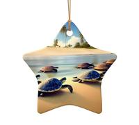 WZYCWB This Star Shape ceramic Christmas tree turtles on the beach printed with a pattern is perfect for winter Christmas party and home decor.