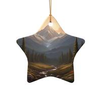 WZYCWB This Star Shape ceramic Christmas tree Untouched mountains printed with a pattern is perfect for winter Christmas party and home decor.