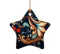 WZYCWB This Star Shape ceramic Christmas tree Vintage Beautiful Floral printed with a pattern is perfect for winter Christmas party and home decor.