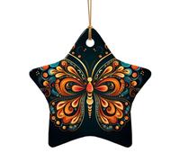 WZYCWB This Star Shape ceramic Christmas tree Vintage Butterfly Shape printed with a pattern is perfect for winter Christmas party and home decor.